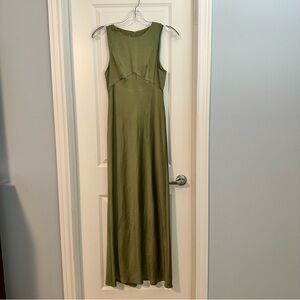 Olive Green Maxi Dress - Sleeveless Elegant Silhouette